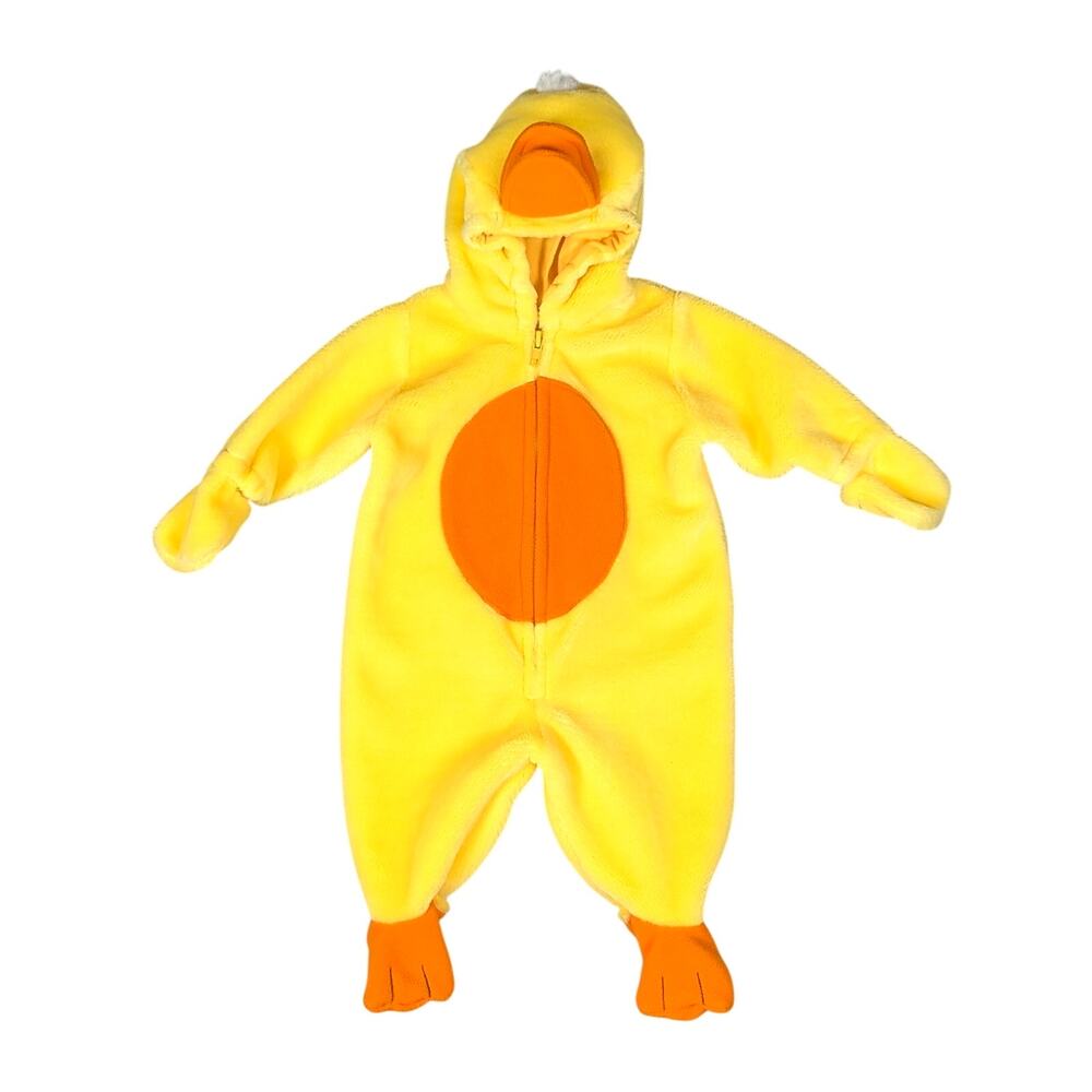 Yellow Fleece Duckling Duck Warm Hooded Kids Costume 3/6M